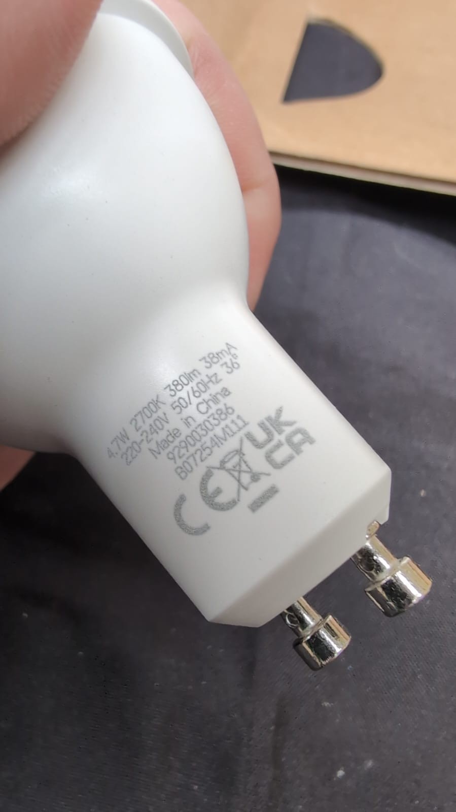 Amazon Basics LED GU10 Spotlight Bulb, 4.7W,Warm White, 6 pk (packaging damaged)