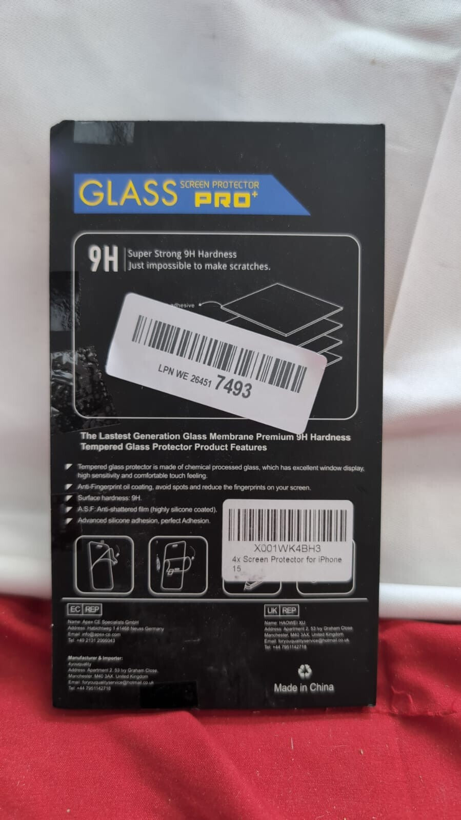 4youquality [4-Pack Screen Protector for iPhone 15, Tempered (packaging damaged)