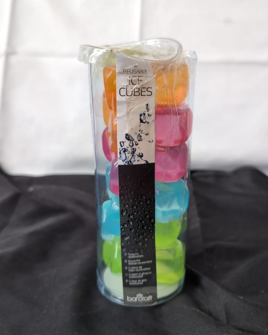 BarCraft Reusable Ice Cubes,  Multi Colour, Pack of 17( packaging damaged)
