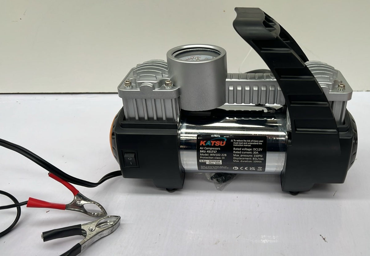 KATSU Car Tyre Inflator 12V 30Amp Large Volume Portable (Plug not included)