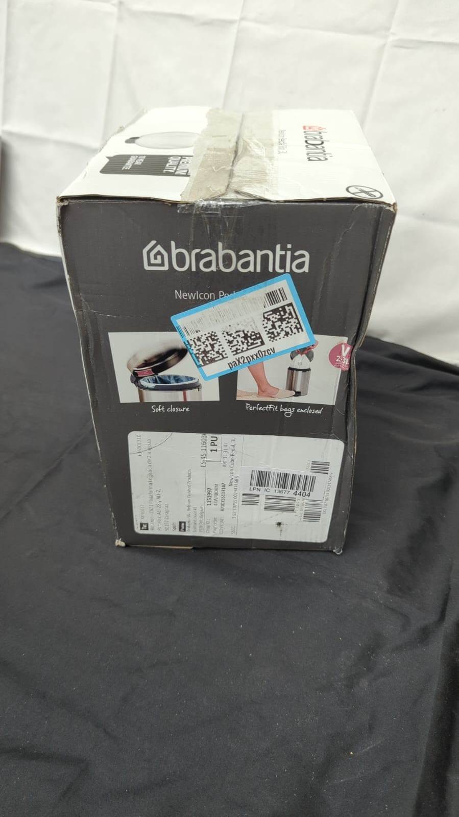 Brabantia NewIcon Pedal Bin 3 L (Brilliant Steel) Soft-Closure(HAS DENT)