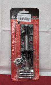 Black Brenton Bolt Gate Bolt (6") Ideal Door (packaging damaged - one pack only)