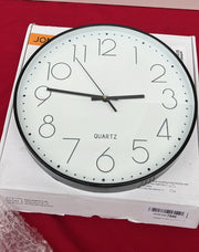 jomparis 12 Inch Black Wall Clock Battery Operated Silent & Non-Ticking