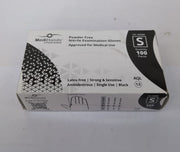 MediHands Disposable Small Nitrile Gloves -Powder Free ,Box of 100, Black