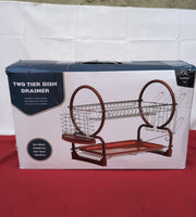 Premier Housewares 2 Tiers Dish Drainer / Dish Rack ,Red(box damaged)