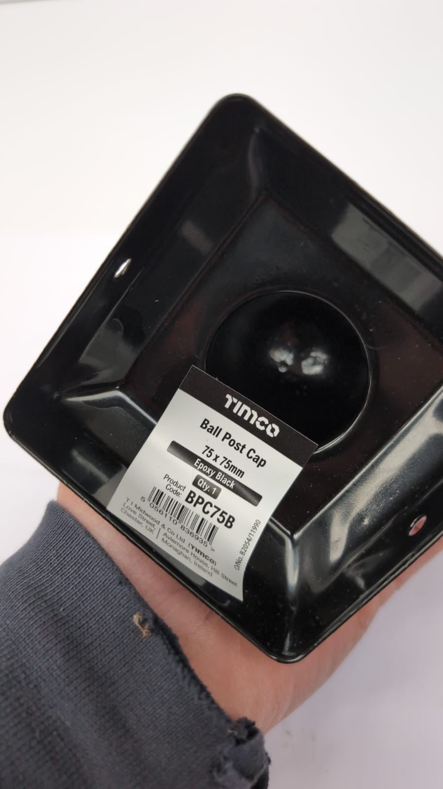 TIMCO Ball Fence Post Cap Epoxy Black - 75mm(small scuffs)