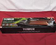 Tower 4 Piece BBQ Tool Set with Red Maple Wood , Stainless Steel