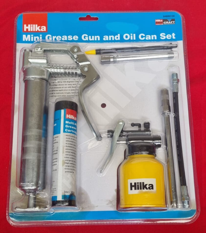 Mini Grease Gun and Oil Can Set, Silver (package damaged)