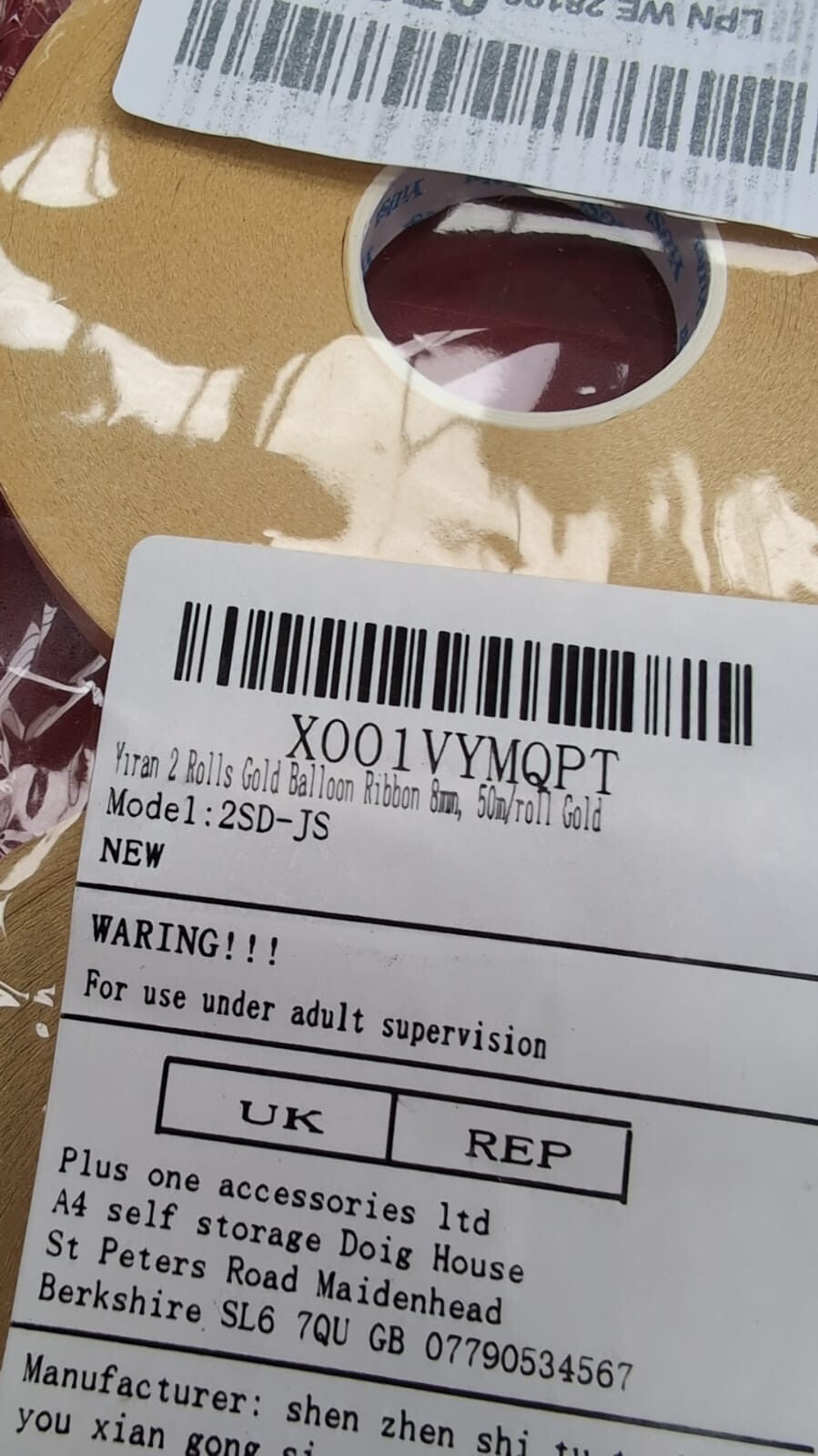 Yiran 2 Rolls Gold Balloon Ribbon 8mm, 50m/roll Gold Curling String for Gift