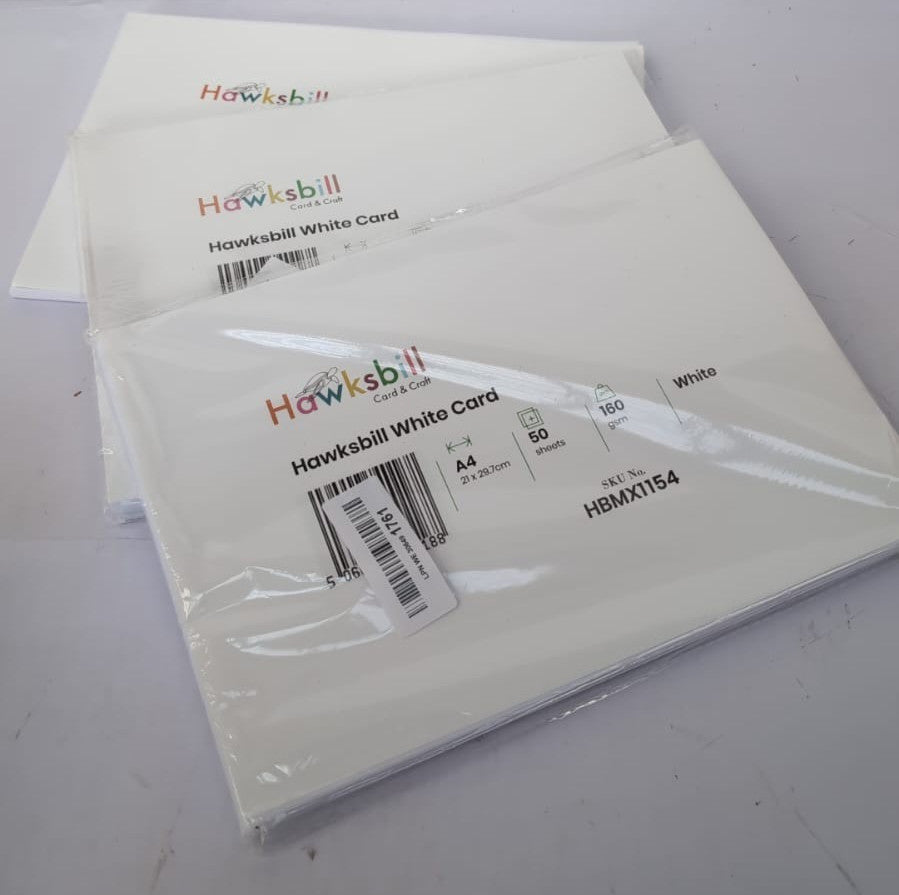 A4 White Card 160Gsm-50 Pack A4 White Cardstock (3 pack - Packaging Damaged)