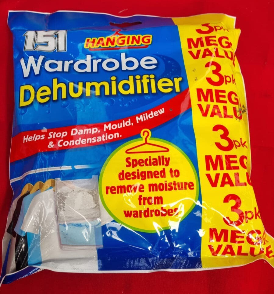 151 Hanging Wardrobe Dehumidifier Bags Trap Crystals
