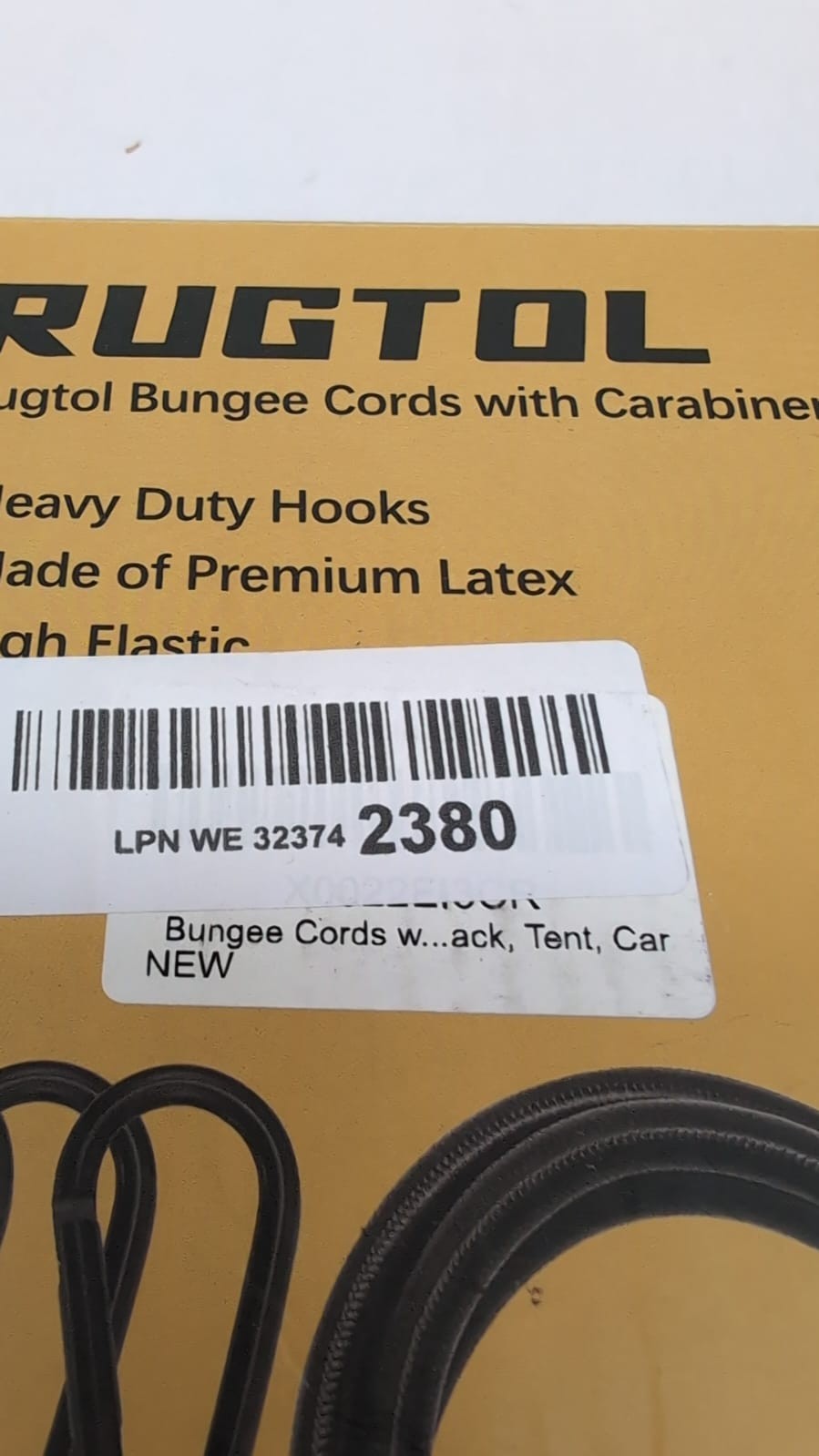 Heavy Duty Bungee Cords w/ Carabiner Hooks – Strong Straps (Box Damaged)