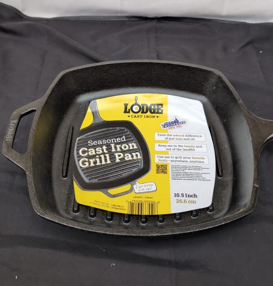 Lodge Grill Pan Square Cast Iron 10.5 in, 1(SMALL RUST MARK)