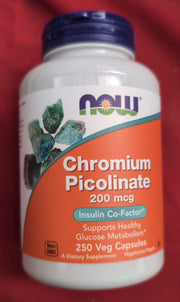 Now Foods, Chromium Picolinate, 200mcg, 250 Vegan Capsules, Trace Mineral