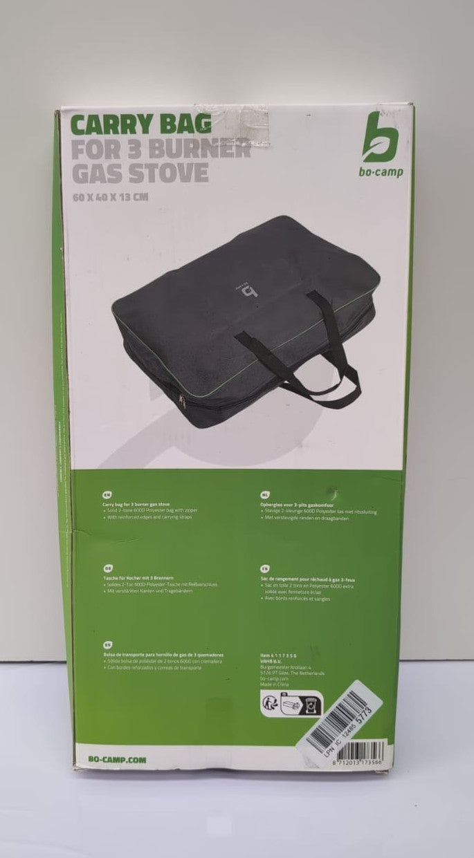 Bo-Camp Grey & Black Storage Bag for Gas Stove Burner – Polyester (Box Damaged)
