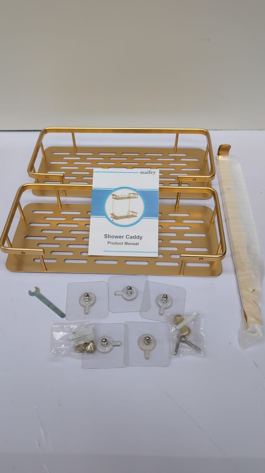Bathroom Shelves No Drilling,Square Shower Caddy AdhesiveChampagne Gold, Double