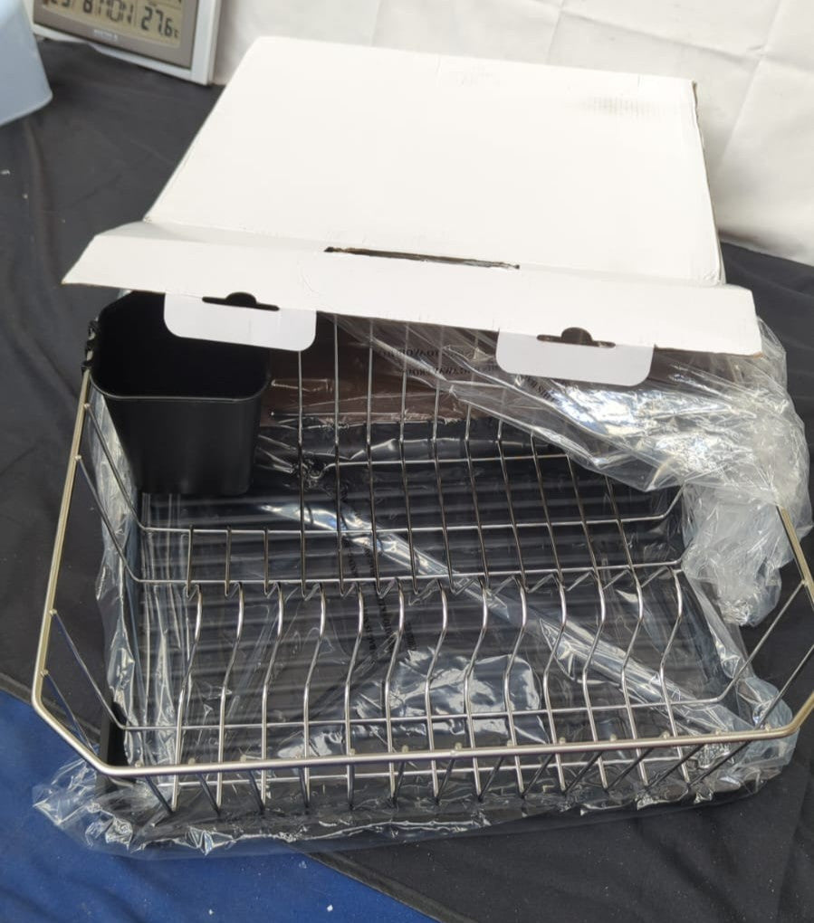 Stainless Steel Dish Drainer w/ Plastic Drip Tray & Cutlery Holder (BOXDAMAGED)