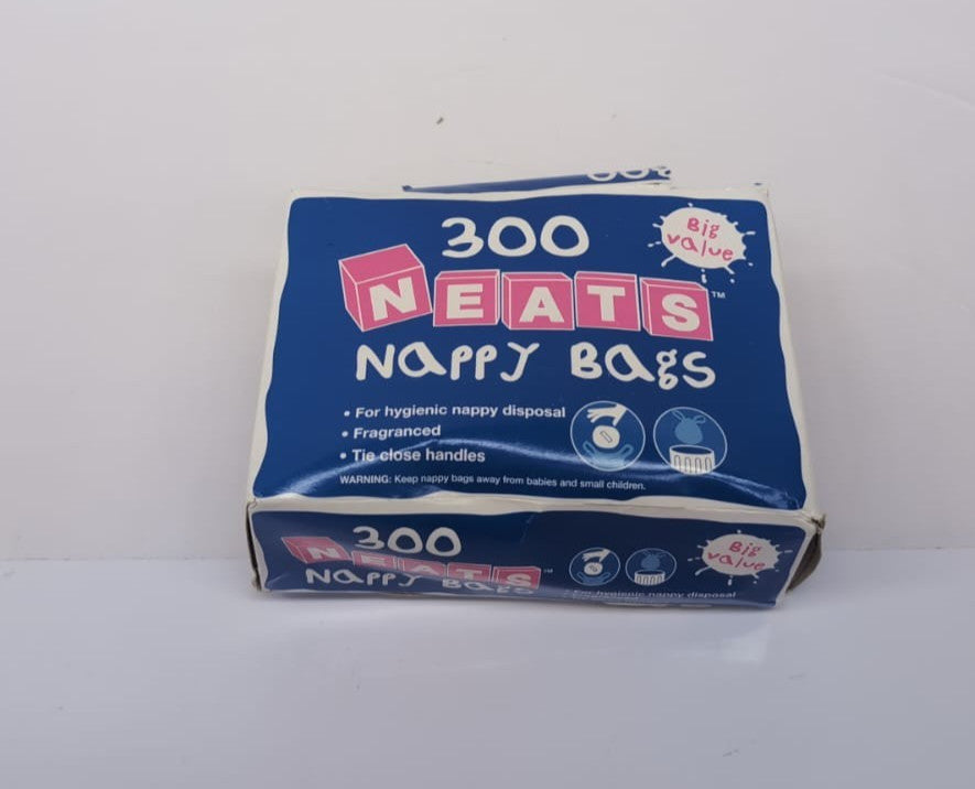 Neats - Nappy Bags, 300 Bulk Box, Tie Handle Disposable Sacks(BOX DAMAGED)