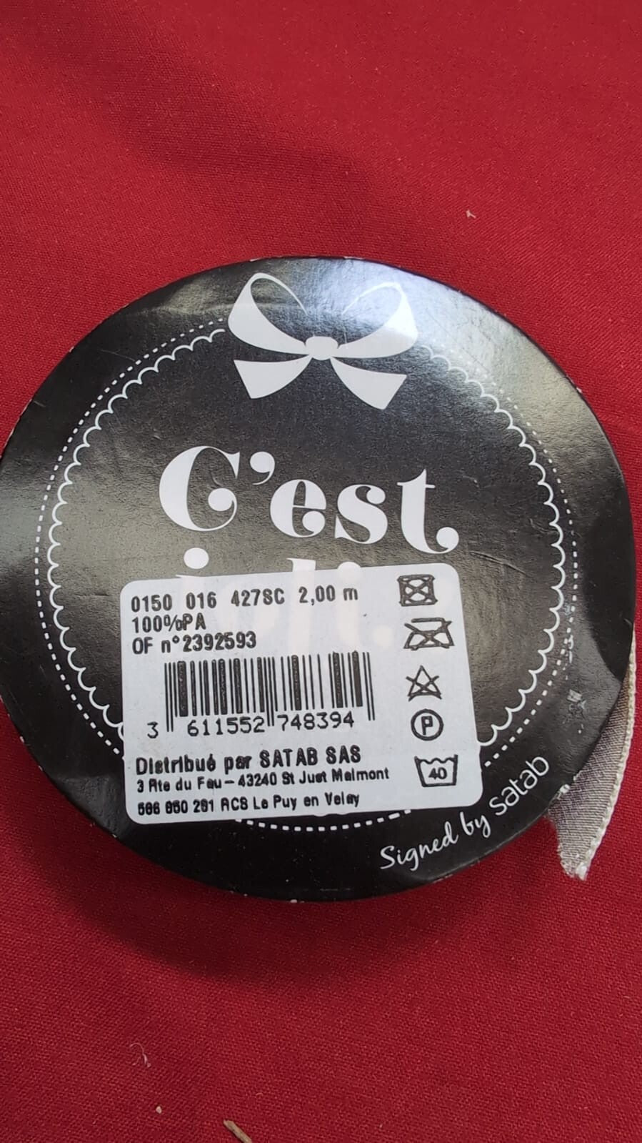 C'est Joli! Velvet Ribbon, Nylon, Grey,
