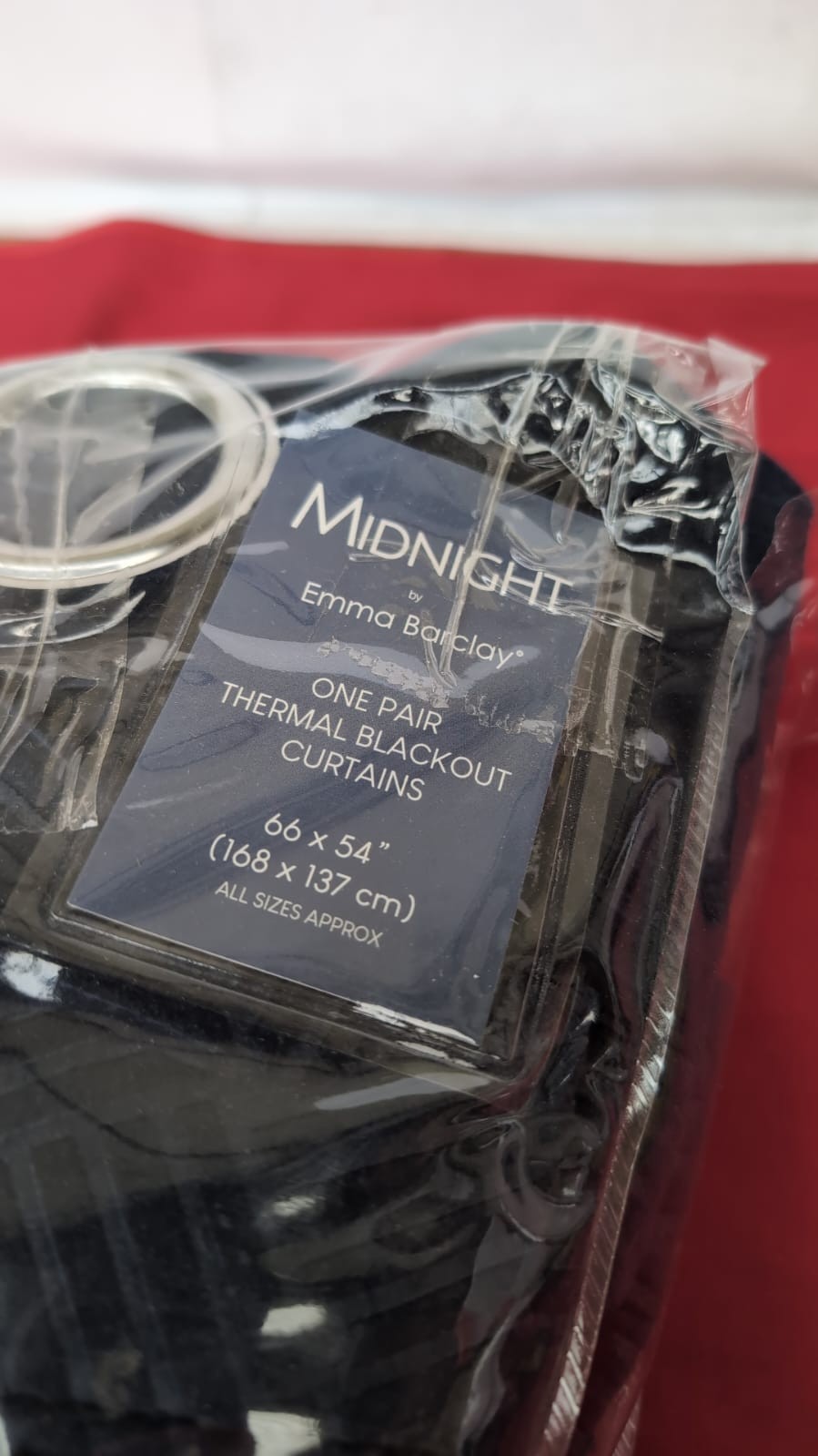 Midnight  Embossed Velvet Woven  Eyelet Curtains  66 x 54" (packaging damaged)