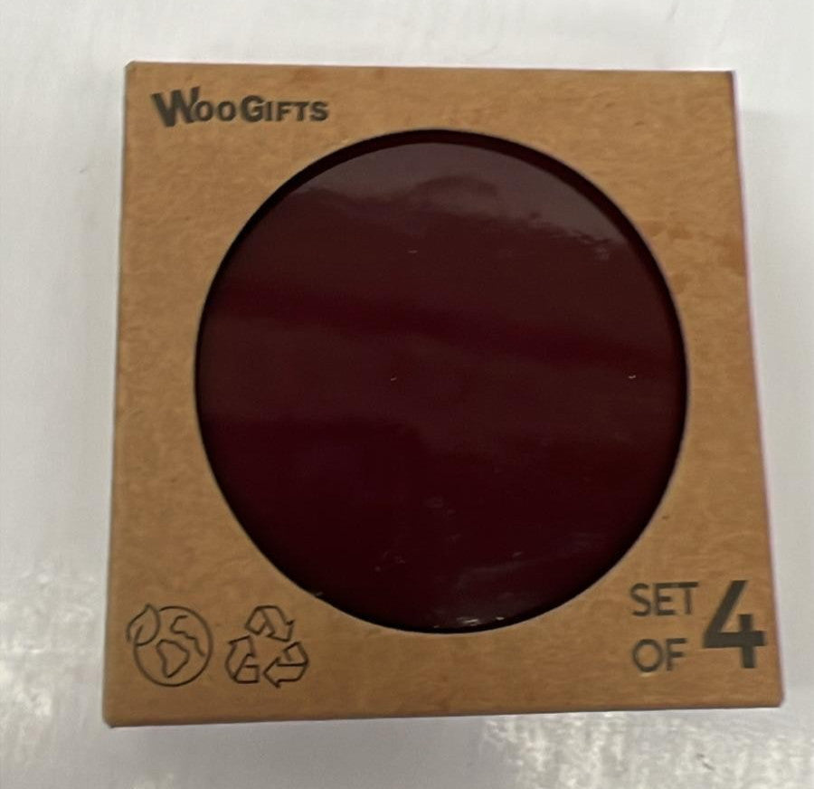 4 Pack Cork Coasters - Dark Red Maroon Colour Drink Cup Mug Glass Table Mat