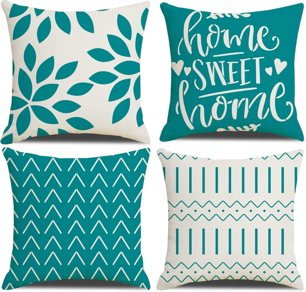 Homefeelzydys Cushion Covers,Cushion Covers 40 x 40 set of 4 Teal Square Throw