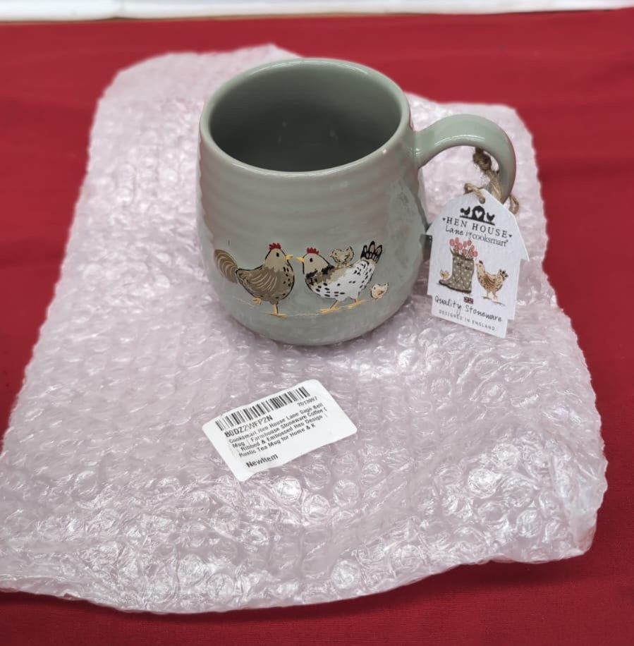 Cooksmart Hen House Lane Sage Mug | Farmhouse Stoneware Coffee Cup (SMALLCHIP)