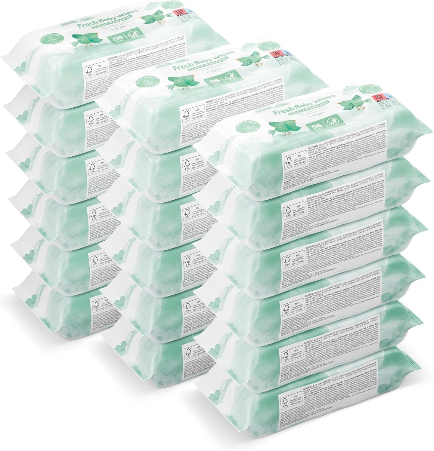 by Amazon Fresh Baby Wipes, 1008 Wipes, 18 Pack of 56