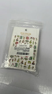 8PACK Christmas Grinch Nail Stickers Funny Art Self-Adhesive Nail Decal Cartoon