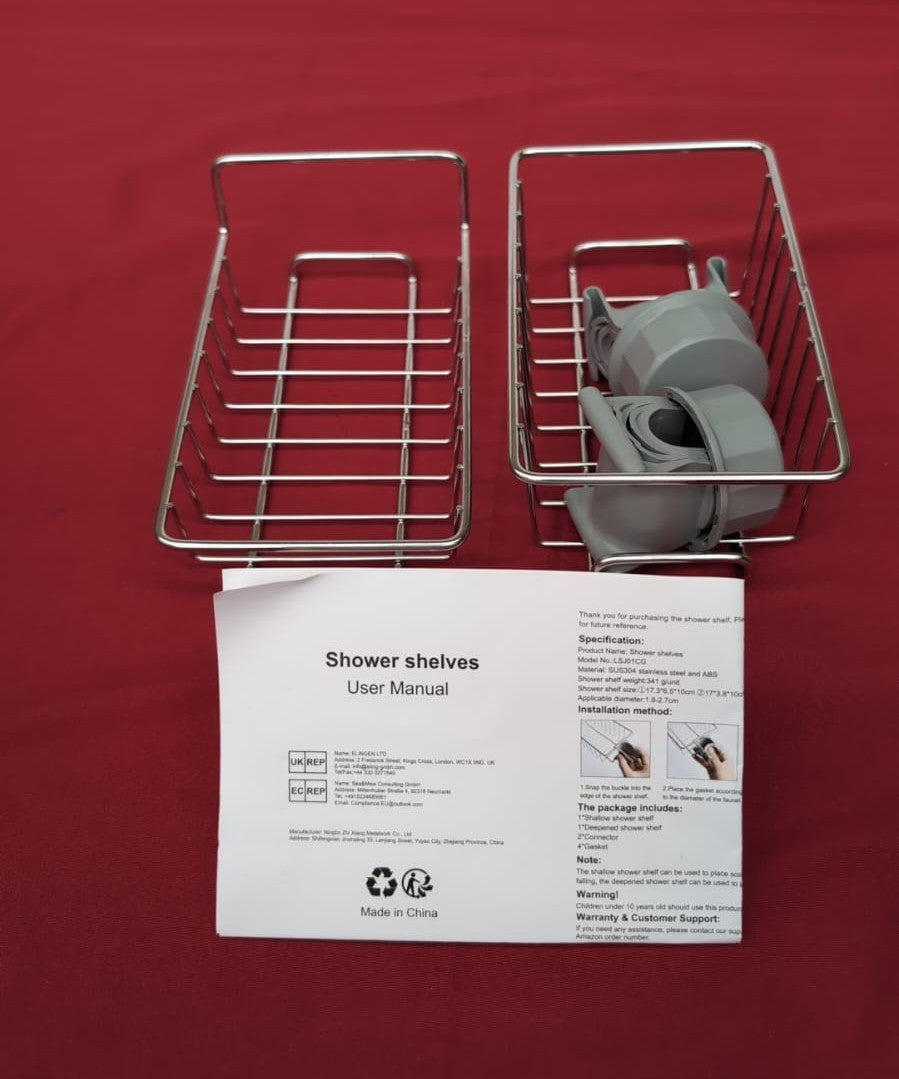 Shower Caddy Shelf No Drill 2 Pcs, Stainless Steel Shower Shelves Silver