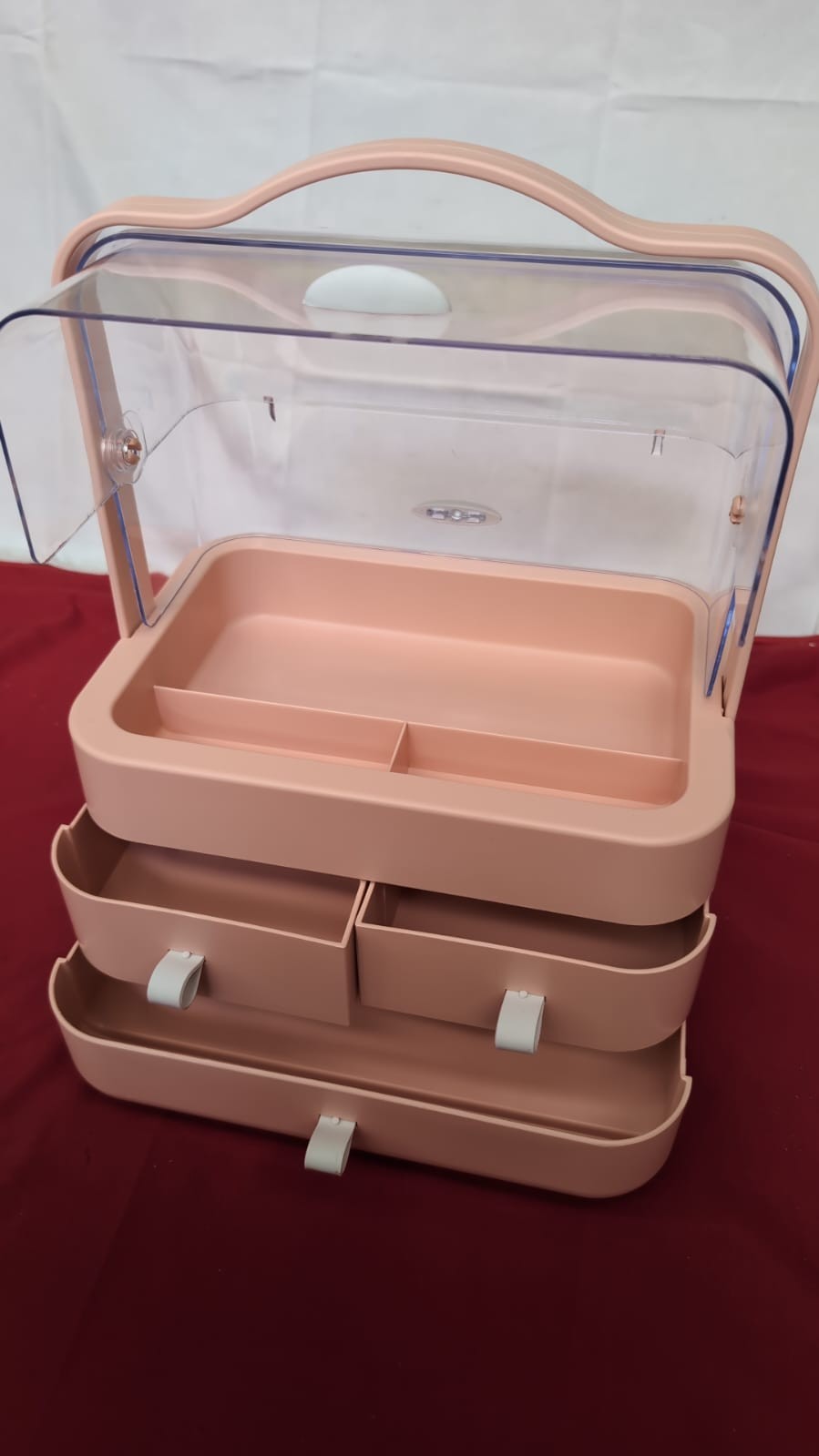 Cosmetic Storage Box with Lid Makeup Storage Organiser Box Waterproof ,Pink