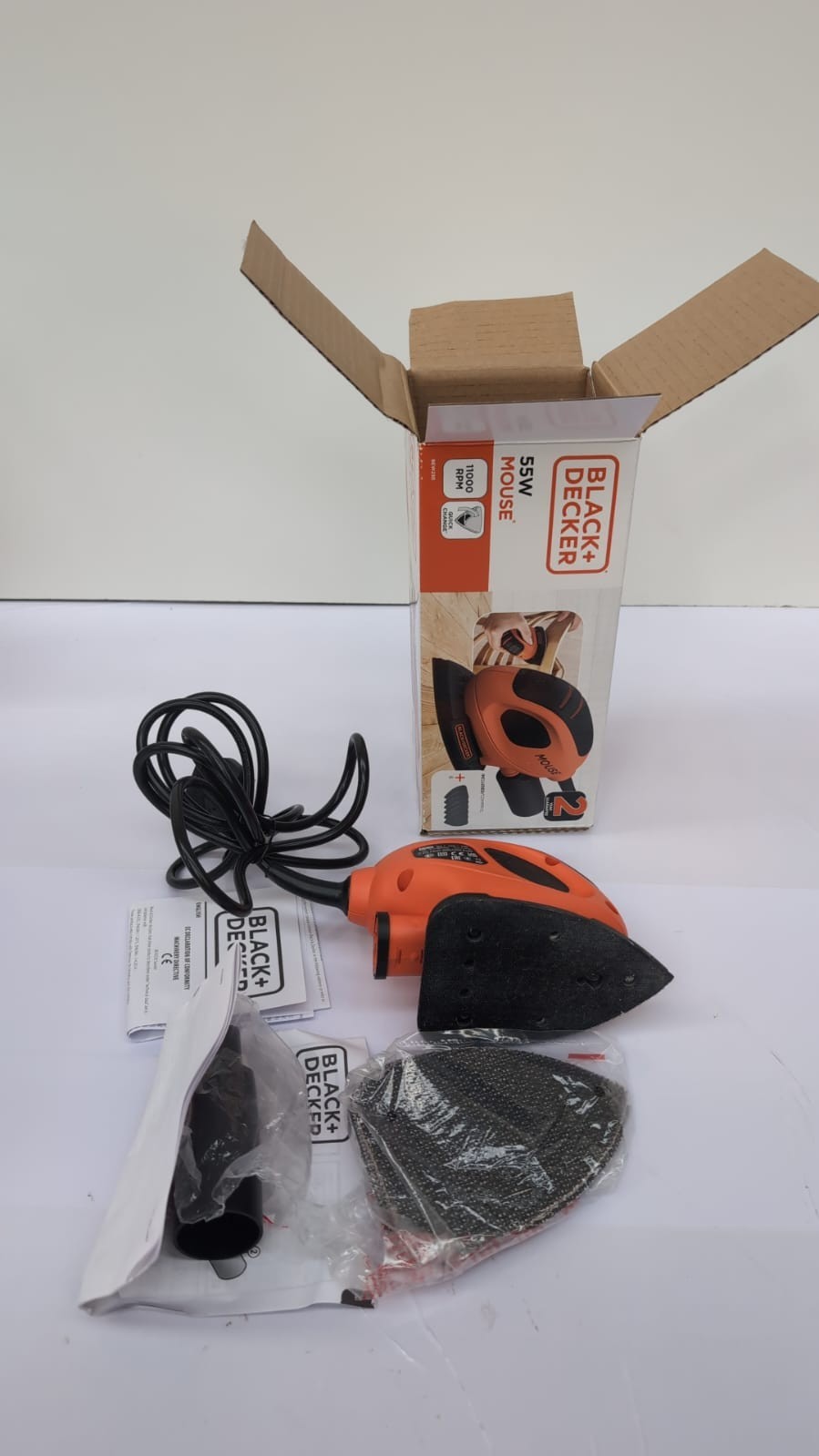 BLACK+DECKER Mouse 55W Detail Sander with  Sanding Sheets, (Used)