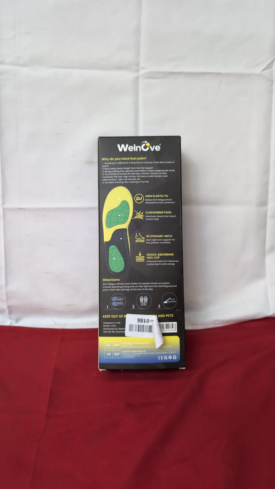 Work Boot Insoles Plantar Fasciitis - Welnove Medium Arch Support for Insole