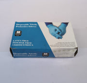 Pack of 100 Blue Ambidextrous Latex Free Disposable Gloves ,Large(box damaged)