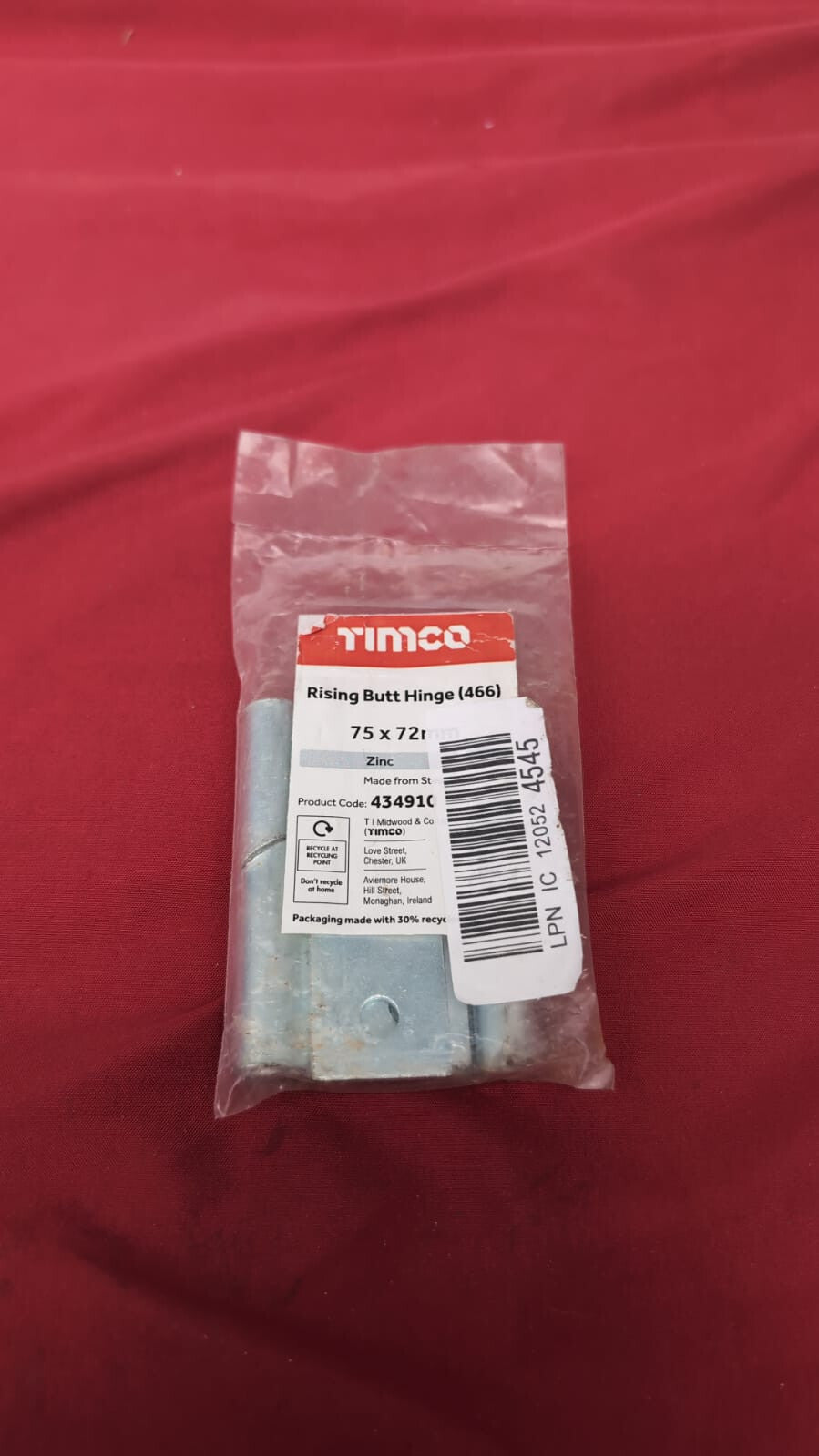 TIMCO Rising Butt Hinges Left Hand Steel Silver - 75 x 72 (warehouse damage)