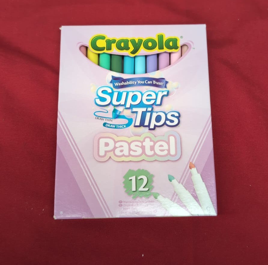CRAYOLA Pastel SuperTips Washable Markers AssortedColours Pack of 12(boxdamaged)