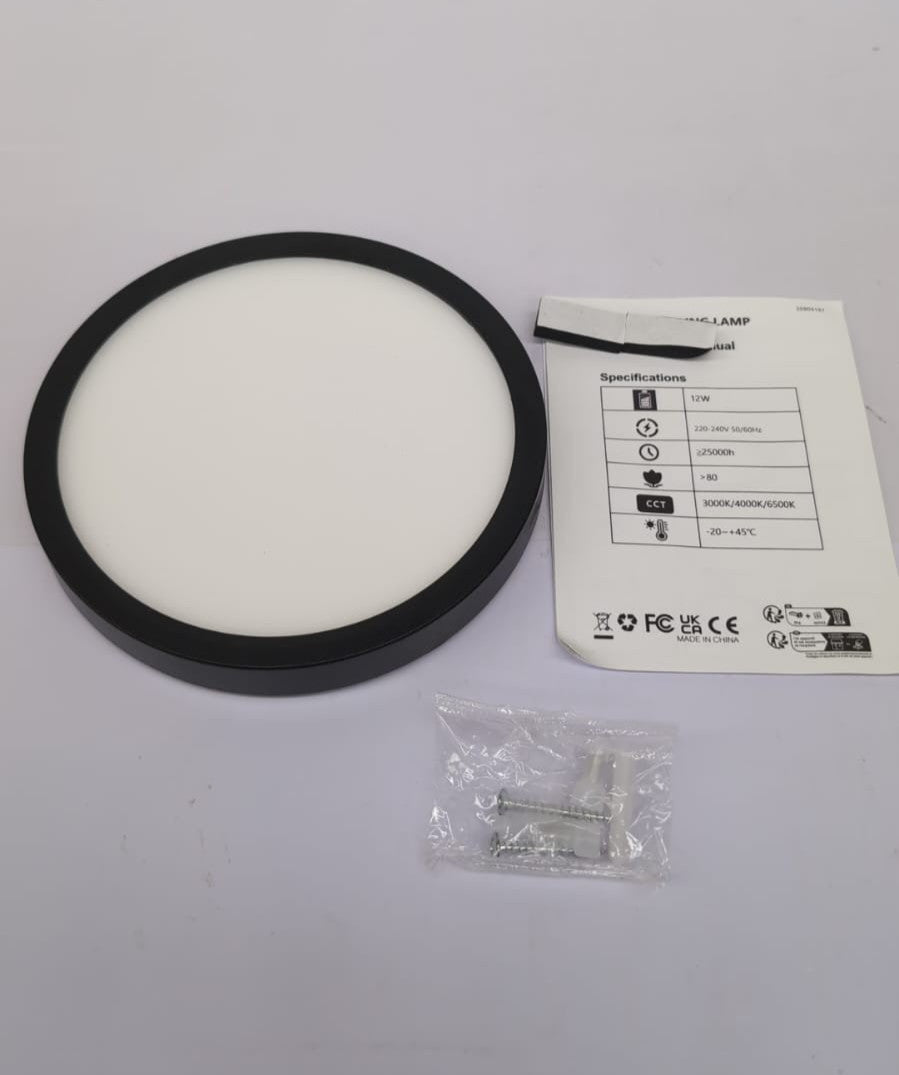 1PACK LED Flush Mount Ceiling Light Fixture, 3000K-4000K-6500K & 100W BLACK