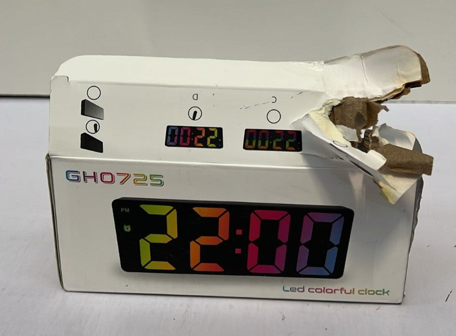 Digital Alarm Clock Colorful Alarm clock Bedside USB/Battery (BOX DAMAGED)