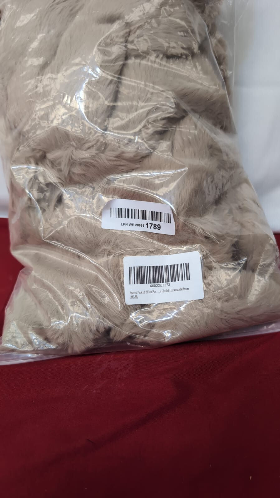 Hnayet Pack of 2 Faux Fur Taupe Cushion Covers  Livingroom Decorative Sofa Couch