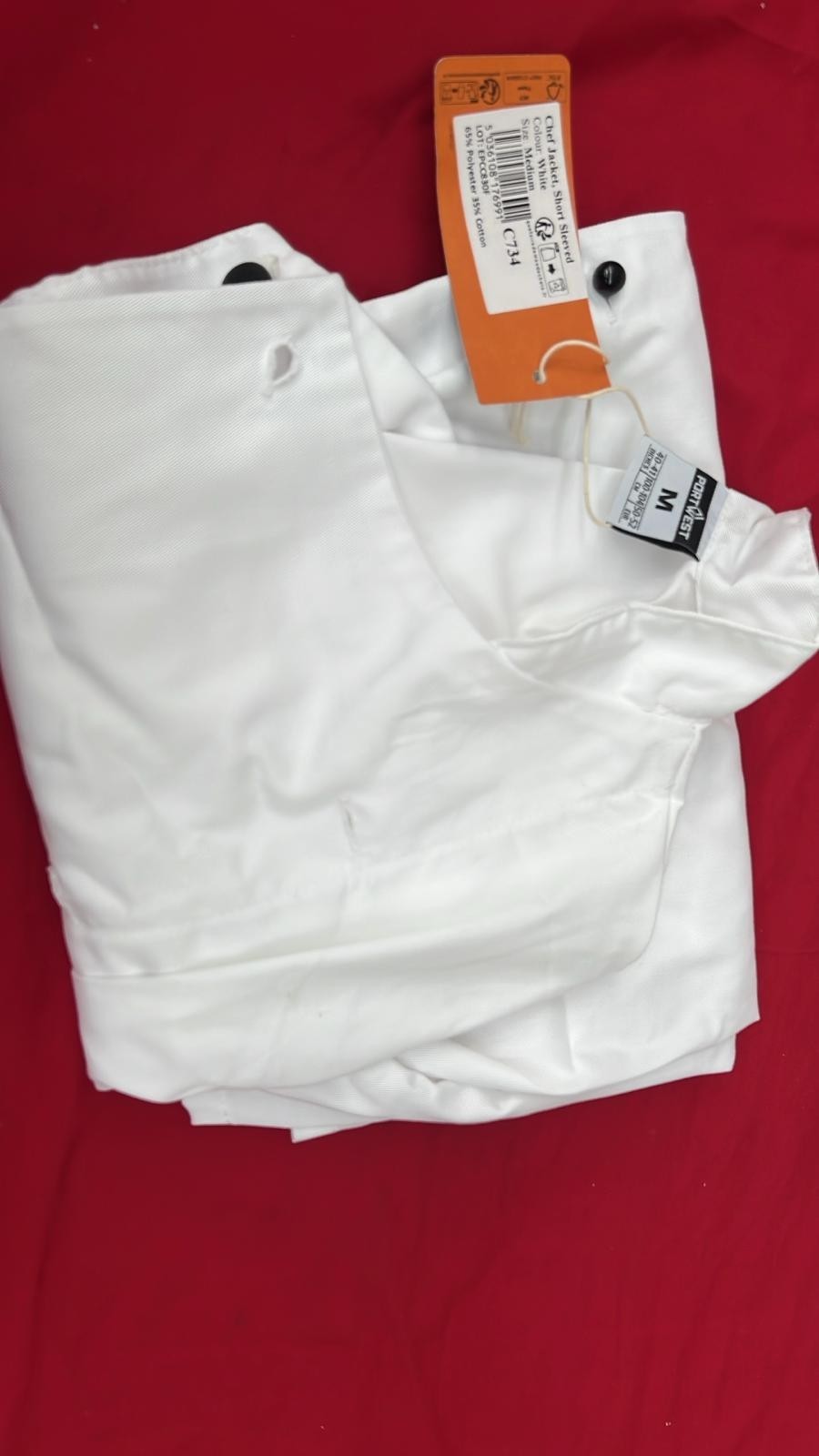 Portwest C734 Chef Jacket Protective Safety Short Sleeve Coat Stain Resistant