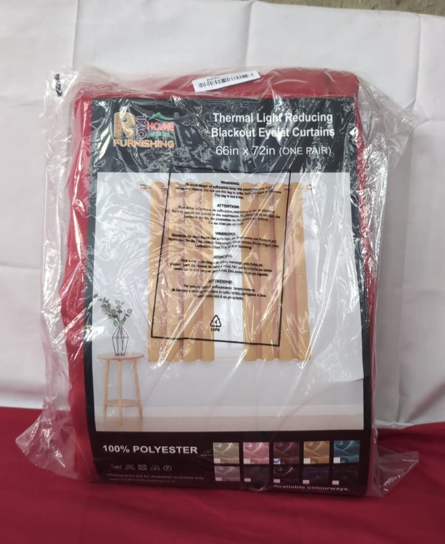 Thermal Insulated Blackout Ring Top Eyelet Curtains (66 x 72 Inch, Red)