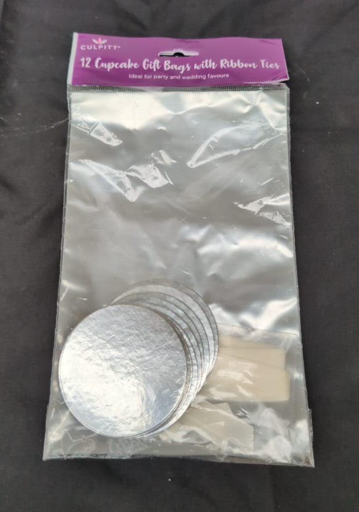 Culpitt Clear Cupcake Gift Bags with Bases & Ribbons – 12 Cellophane Bags
