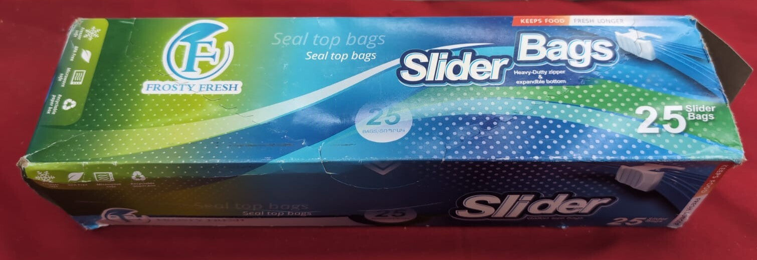 Slider Freezer Bags – Quart  ziplock – Resealable for Food (packaging damaged)