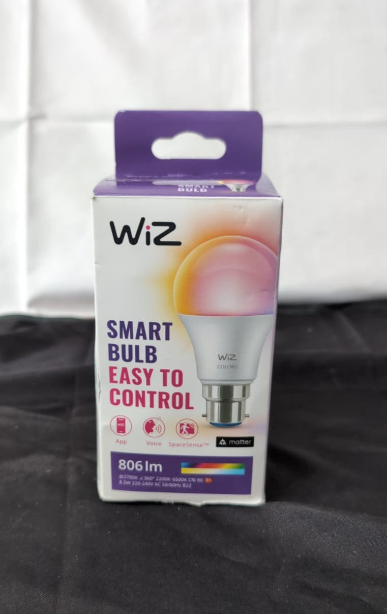 WiZ Smart Colour Bulb 8.5W,B22, Colour, Motion Sensor, (PACKAGING DAMAGED)