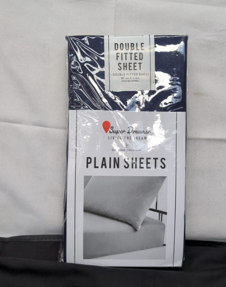 Microfiber Fitted Sheet Double - Plain Bed Sheets Deep Pocket 10 inch-Navy