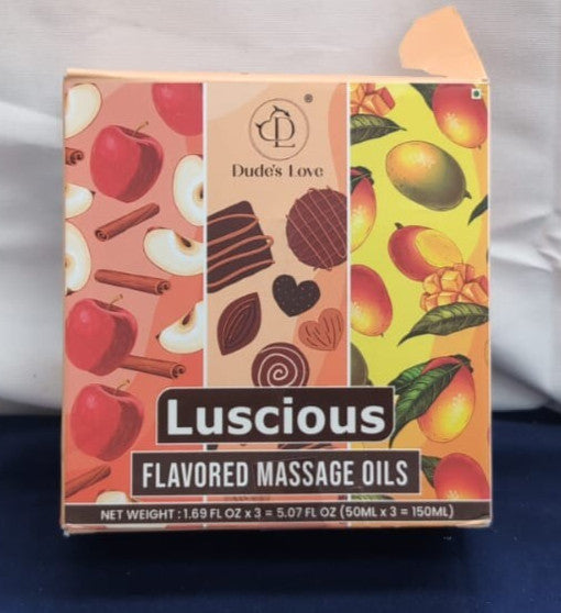 Dude's Love - Luscious Flavored Body Massage Oils 3 x 50ML (box damaged)