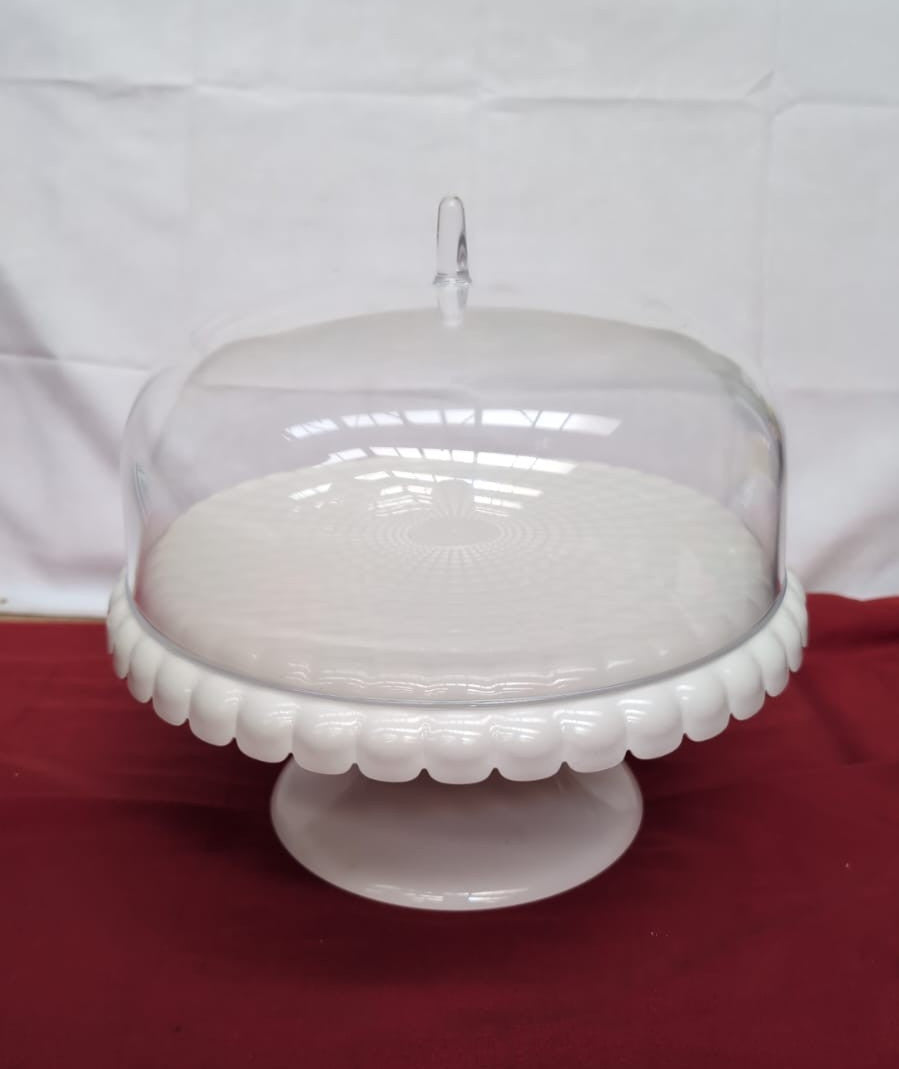 Guzzini Cake Stand, Acrylic, White, 30 cm(top lid scuffed-USED)