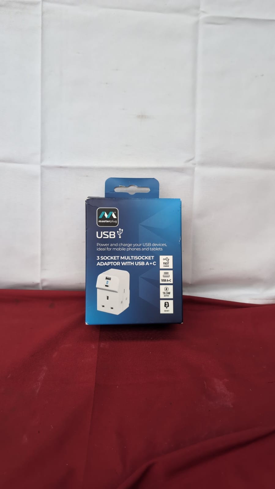 Masterplug Three Socket Power Adaptor with Two USB Charging Points, White