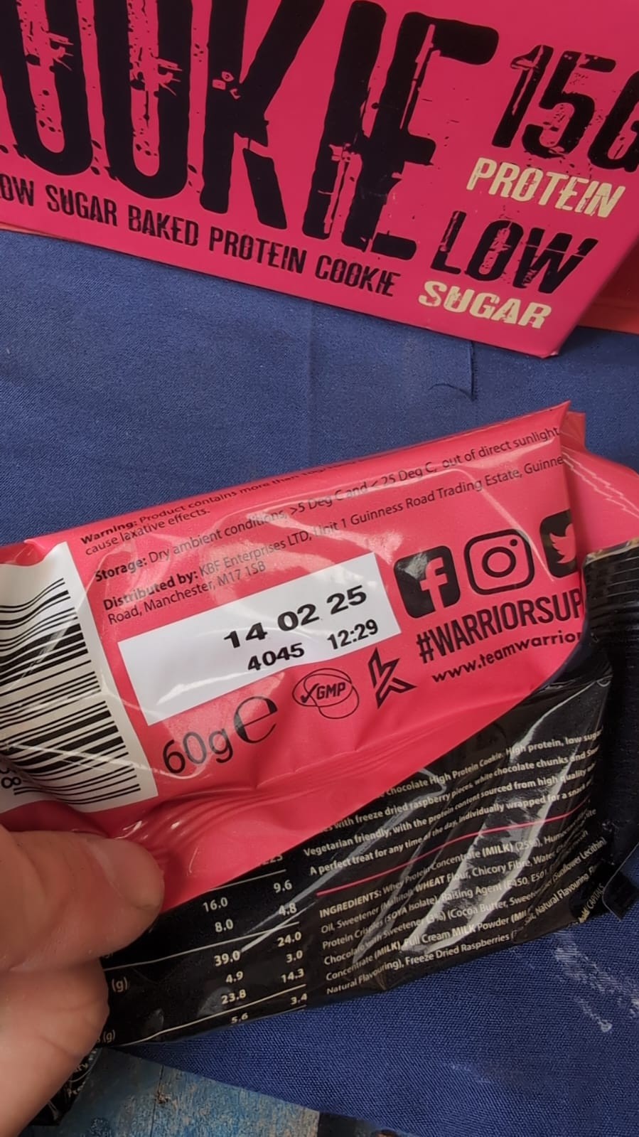 Warrior Protein Cookie - 12 x 60g Cookies - White Chocolate (3pack - BBE)