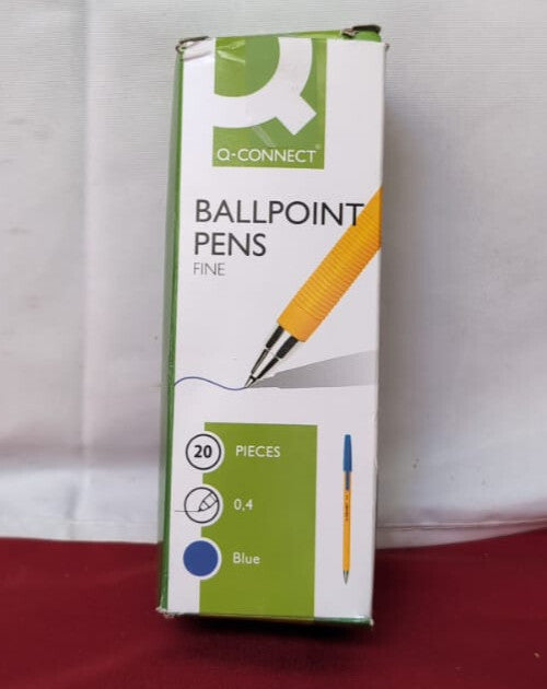 Q-Connect Fine Ballpoint Pen - Blue Pack of 20 (packaging damaged)